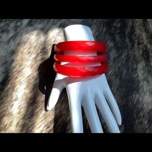 Set of 3 Vintage Carved Bakelite Bangle Bracelets